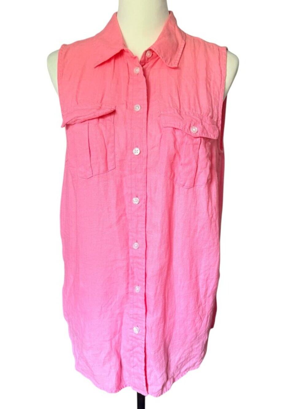 Talbots Pink Sleeveless Button Down Size Medium
